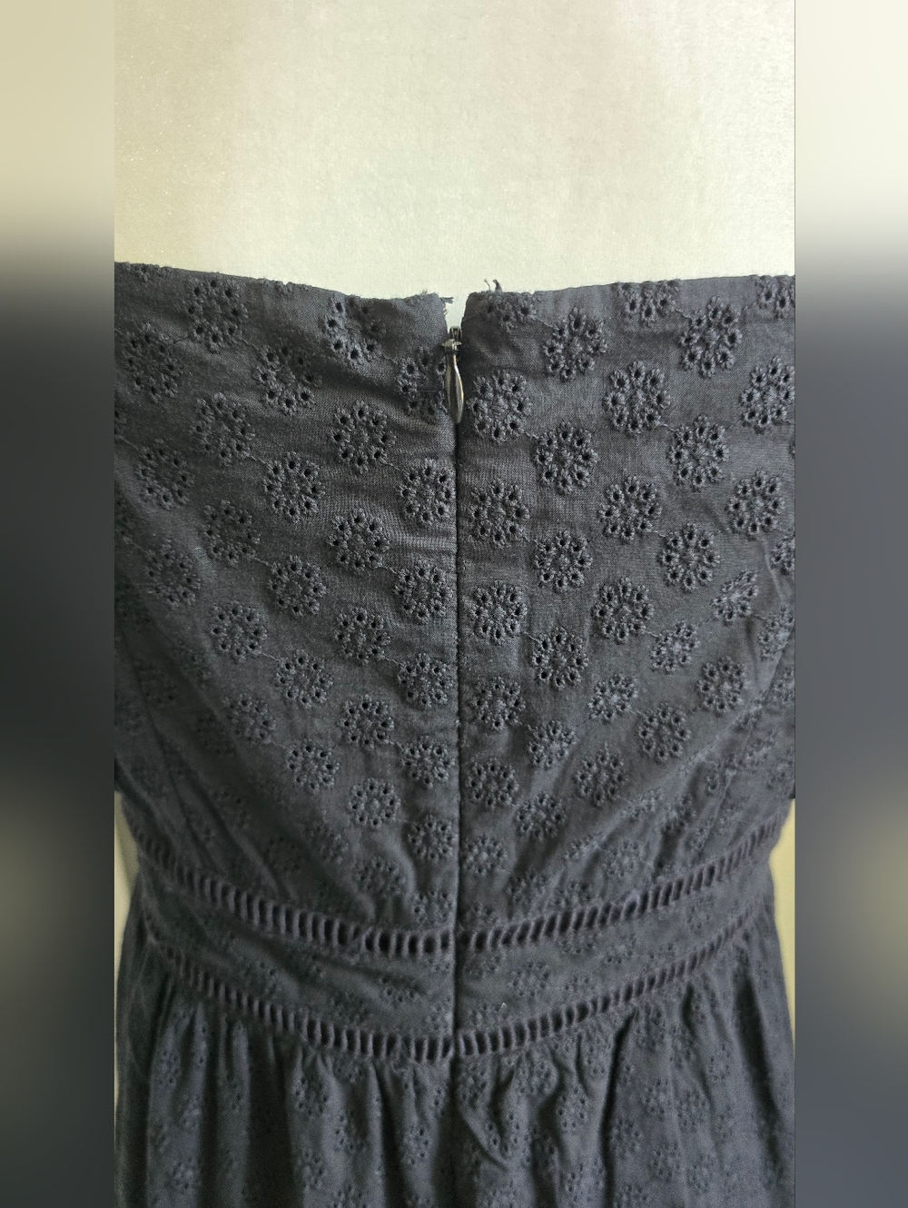 Ann Taylor Black Eyelet Maxi Dress with Ruffle Straps, Size 8 - Picture 6 of 10